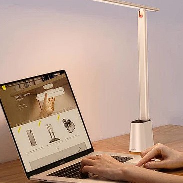 LAMPA BIROU LED Baseus Smart Eye Series,5W,3 trepte intensitate lum,mat ABS+PC+aliaj de aluminiu, rotire 180 grade, alimentare:cablu USB -C inclus,alb 