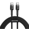CABLU alimentare si date Baseus Cafule, Fast Charging Data Cable pt. smartphone, USB Type-C la USB Type-C PD2.0 20V/5A, brodat, 2m, gri+negru 