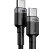 CABLU alimentare si date Baseus Cafule, Fast Charging Data Cable pt. smartphone, USB Type-C la USB Type-C PD2.0 20V/5A, brodat, 2m, gri+negru 