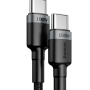 CABLU alimentare si date Baseus Cafule, Fast Charging Data Cable pt. smartphone, USB Type-C la USB Type-C PD2.0 20V/5A, brodat, 2m, gri+negru 