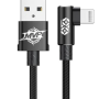 CABLU alimentare si date Baseus MVP, Fast Charging Data Cable pt. smartphone, USB la Lightning iPhone 2A unghi 90 grade, brodat, 1m, negru 