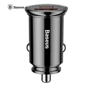 INCARCATOR auto Baseus Circular Plastic PPS, 1 x USB Output 4.5V/5A, 1 x USB Type-C Output 5V/3A, total output 30W, pt. bricheta auto, negru 
