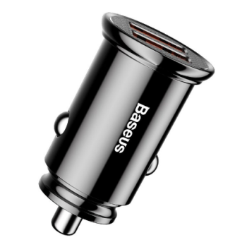 INCARCATOR auto Baseus Circular Plastic, Quick Charge 30W, 2 x USB Output 4.5V/5A, pt. bricheta auto, negru 