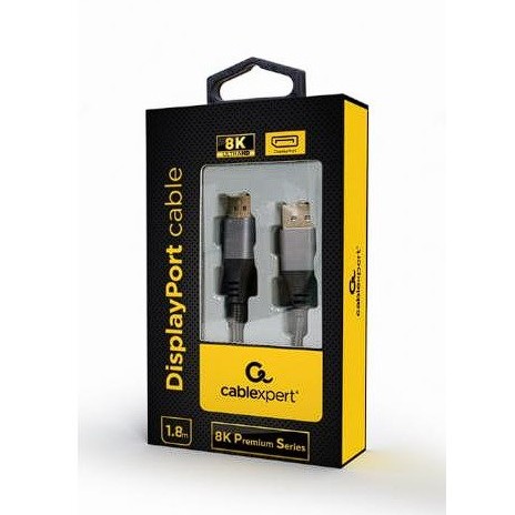 CABLU video GEMBIRD, DisplayPort (T) la DisplayPort (T), 1.8m, DP 1.4, premium, conectori auriti, rezolutie maxima 8K (7680 x 4320) la 60 Hz, negru, 