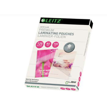 Folie Leitz UDT pentru laminare la cald,  A5, 125 mic., 100buc/set, 