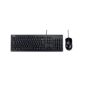 ASUS U2000 Keyboard + Mouse Kit Optical 1000DPI USB 1Y Black, 