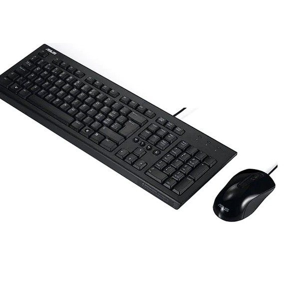 ASUS U2000 Keyboard + Mouse Kit Optical 1000DPI USB 1Y Black, 