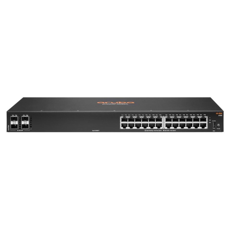 Hewlett Packard Enterprise Aruba 6100 24G 4SFP+ Managed L2 Gigabit Ethernet (10/100/1000) 1U Black, 