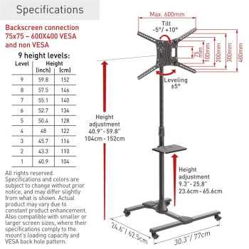 Barkan Mobile TV Mount Cart+Self 32