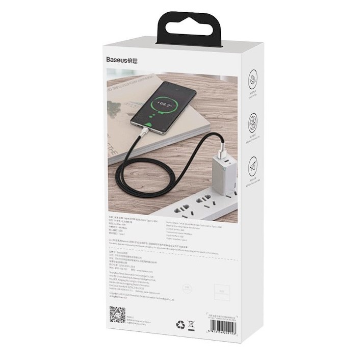 CABLU alimentare si date Baseus Cafule Metal, Fast Charging Data Cable pt. smartphone, USB la USB Type-C 66W, 2m, negru 