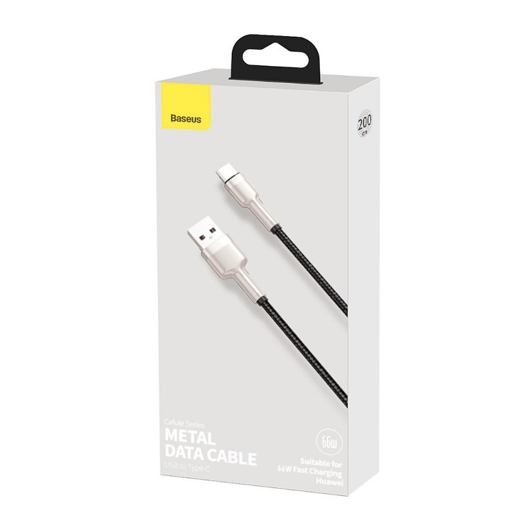 CABLU alimentare si date Baseus Cafule Metal, Fast Charging Data Cable pt. smartphone, USB la USB Type-C 66W, 2m, negru 