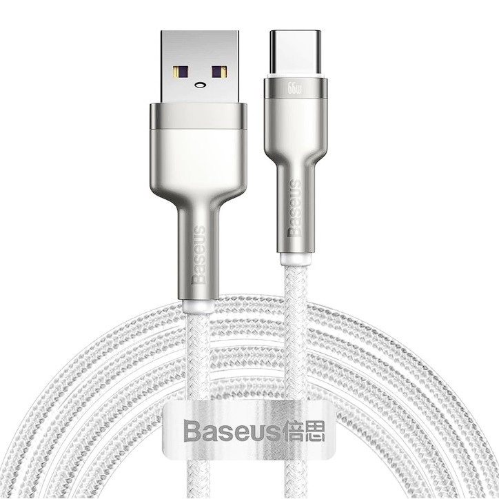 CABLU alimentare si date Baseus Cafule Metal, Fast Charging Data Cable pt. smartphone, USB la USB Type-C 66W, 2m, alb 