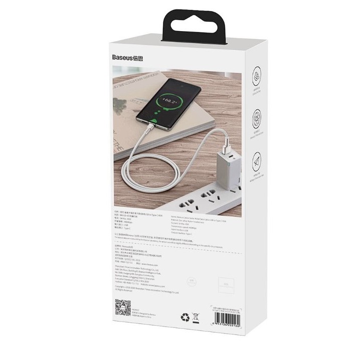 CABLU alimentare si date Baseus Cafule Metal, Fast Charging Data Cable pt. smartphone, USB la USB Type-C 66W, 2m, alb 