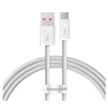 CABLU alimentare si date Baseus Dynamic, Fast Charging Data Cable pt. smartphone, USB la USB Type-C 100W, brodat, 2m, alb 