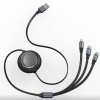 CABLU alimentare si date Baseus Bright Mirror 2 One-for-three Retractable, pt. smartphone, USB la Micro-USB+Lightning+USB Type-C 3.5A, 1.1m,negru 