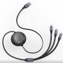 CABLU alimentare si date Baseus Bright Mirror 2 One-for-three Retractable, pt. smartphone, USB la Micro-USB+Lightning+USB Type-C 3.5A, 1.1m,negru 