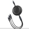 CABLU alimentare si date Baseus Bright Mirror 2 One-for-three Retractable, pt. smartphone, USB la Micro-USB+Lightning+USB Type-C 3.5A, 1.1m,negru 