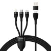 CABLU alimentare si date Baseus Flash Series 2 One-for-three Retractable,pt smartph,USB+USB Type-C la Micro-USB+Lightning+USB Type-C 100W,1.2m,negru 