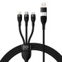CABLU alimentare si date Baseus Flash Series 2 One-for-three Retractable,pt smartph,USB+USB Type-C la Micro-USB+Lightning+USB Type-C 100W,1.2m,negru 