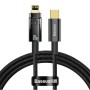 CABLU alimentare si date Baseus Explorer, Fast Charging Data Cable pt. smartphone, USB Type-C la Lightning 20W, 2m,Auto Power-Off,negru transparent 