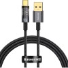 CABLU alimentare si date Baseus Explorer, Fast Charging Data Cable pt. smartphone, USB la USB Type-C 100W, 2m, Auto Power-Off, negru transparent 