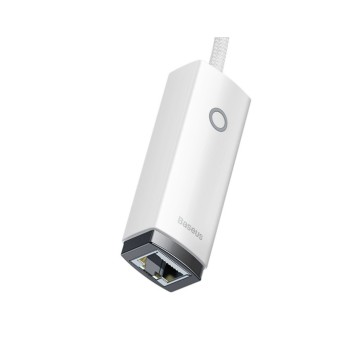 ADAPTOR RETEA Baseus Lite, USB Type-C to RJ-45 10/100 Mbps Adapter, LED, alb 