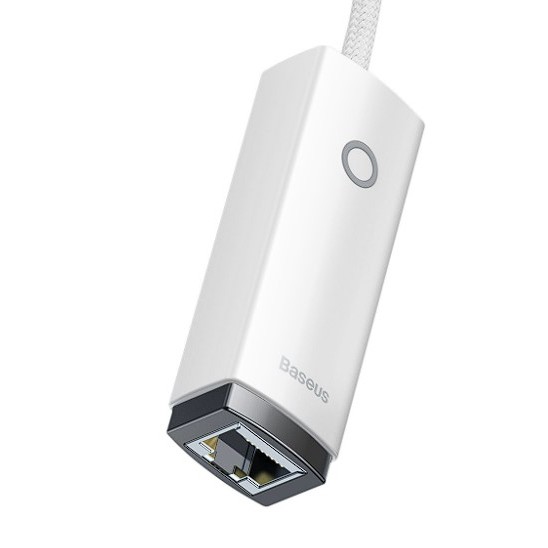 ADAPTOR RETEA Baseus Lite, USB Type-C to RJ-45 10/100 Mbps Adapter, LED, alb 