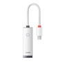 ADAPTOR RETEA Baseus Lite, USB Type-C to RJ-45 10/100 Mbps Adapter, LED, alb 