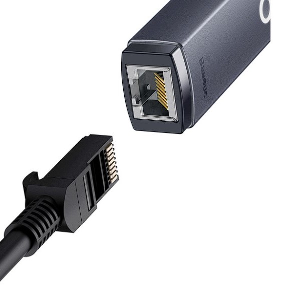 ADAPTOR RETEA Baseus Lite, USB Type-C to RJ-45 Gigabit LAN, metalic, LED, gri 