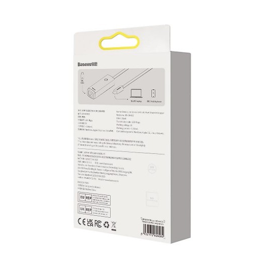ADAPTOR RETEA Baseus Lite, USB Type-C to RJ-45 Gigabit LAN, metalic, LED, gri 