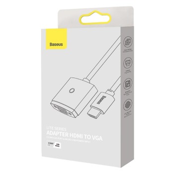 CABLU video Baseus Lite, HDMI (T) la 1 x VGA (M) 1920x1080 la 60Hz, lungime 0.20m, alb 