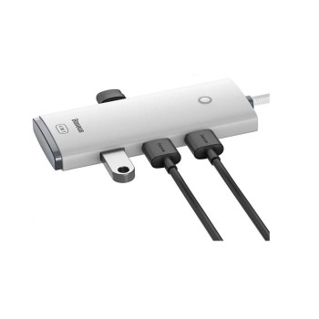 HUB extern Baseus Lite, porturi USB: USB 3.0 x 4, conectare prin USB 3.0, lungime 0.25m, alb, 