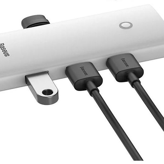 HUB extern Baseus Lite, porturi USB: USB 3.0 x 4, conectare prin USB 3.0, lungime 0.25m, alb, 