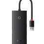 HUB extern Baseus Lite, porturi USB: USB 3.0 x 4, conectare prin USB 3.0, lungime 1m, negru, 