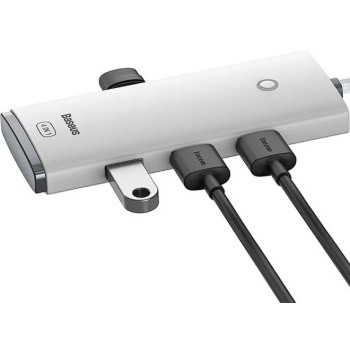 HUB extern Baseus Lite, porturi USB: USB 3.0 x 4, conectare prin USB Type-C, lungime 1m, alb, 