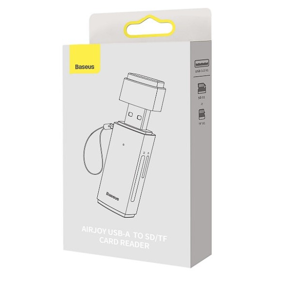 CARD READER extern Baseus Lite, interfata USB 3.0, citeste/scrie: SD, microSD viteza pana la 480Mbps,  suporta carduri maxim 512 GB, metalic, gri 