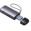 CARD READER extern Baseus Lite, interfata USB 3.0, citeste/scrie: SD, microSD viteza pana la 480Mbps,  suporta carduri maxim 512 GB, metalic, gri 