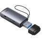 CARD READER extern Baseus Lite, interfata USB 3.0, citeste/scrie: SD, microSD viteza pana la 480Mbps,  suporta carduri maxim 512 GB, metalic, gri 