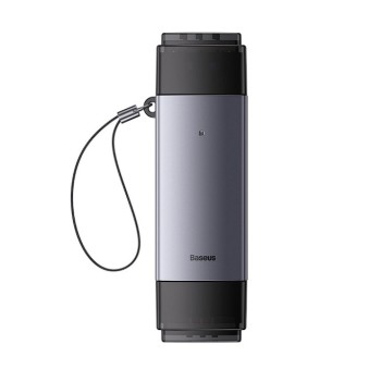 CARD READER extern Baseus Lite,interfata USB 3.0/USB Type-C,citeste/scrie:SD,microSD viteza pana la 480Mbps,suporta carduri maxim 512GB,metalic,gri 