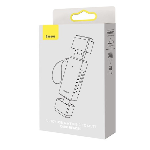 CARD READER extern Baseus Lite,interfata USB 3.0/USB Type-C,citeste/scrie:SD,microSD viteza pana la 480Mbps,suporta carduri maxim 512GB,metalic,gri 