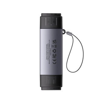 CARD READER extern Baseus Lite,interfata USB 3.0/USB Type-C,citeste/scrie:SD,microSD viteza pana la 480Mbps,suporta carduri maxim 512GB,metalic,gri 