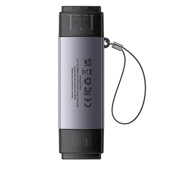 CARD READER extern Baseus Lite,interfata USB 3.0/USB Type-C,citeste/scrie:SD,microSD viteza pana la 480Mbps,suporta carduri maxim 512GB,metalic,gri 