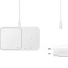 Wireless Charger Duo 15W Super Fast Wireless Charge; Travel Adapter 25W Super Fast Charge; USB-C to USB-C Cable, 1m; White 