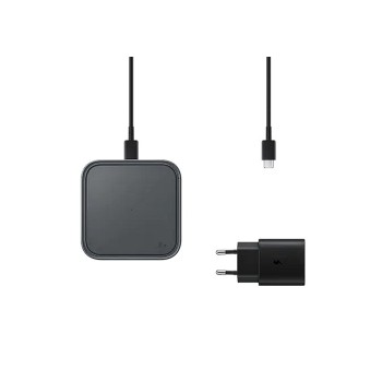 Wireless Charger Pad 15W Super Fast Wireless Charge; Travel Adapter 25W Super Fast Charge; USB-C to USB-C Cable, 1m; Black 