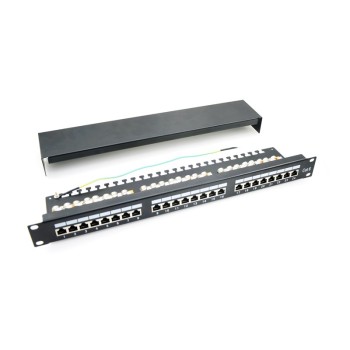 Patch panel 24 porturi, 1U, FTP Cat.6, Krone+110, suport de cabluri integrat - EMTEX, 