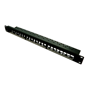 Patch panel 24 porturi, 1U, neechipat, suport de cabluri integrat, black - EMTEX, 