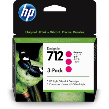 Tri-Pack Original HP Magenta, nr.712, pentru DesignJet Studio 24|Studio 36|T230|T250|T630|T650, 29ml, (timbru verde 0.45 lei), 