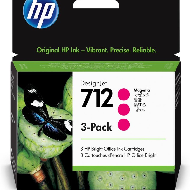 Tri-Pack Original HP Magenta, nr.712, pentru DesignJet Studio 24|Studio 36|T230|T250|T630|T650, 29ml, (timbru verde 0.45 lei), 