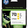 Tri-Pack Original HP Yellow, nr.712, pentru DesignJet Studio 24|Studio 36|T230|T250|T630|T650, 29ml, (timbru verde 0.45 lei), 