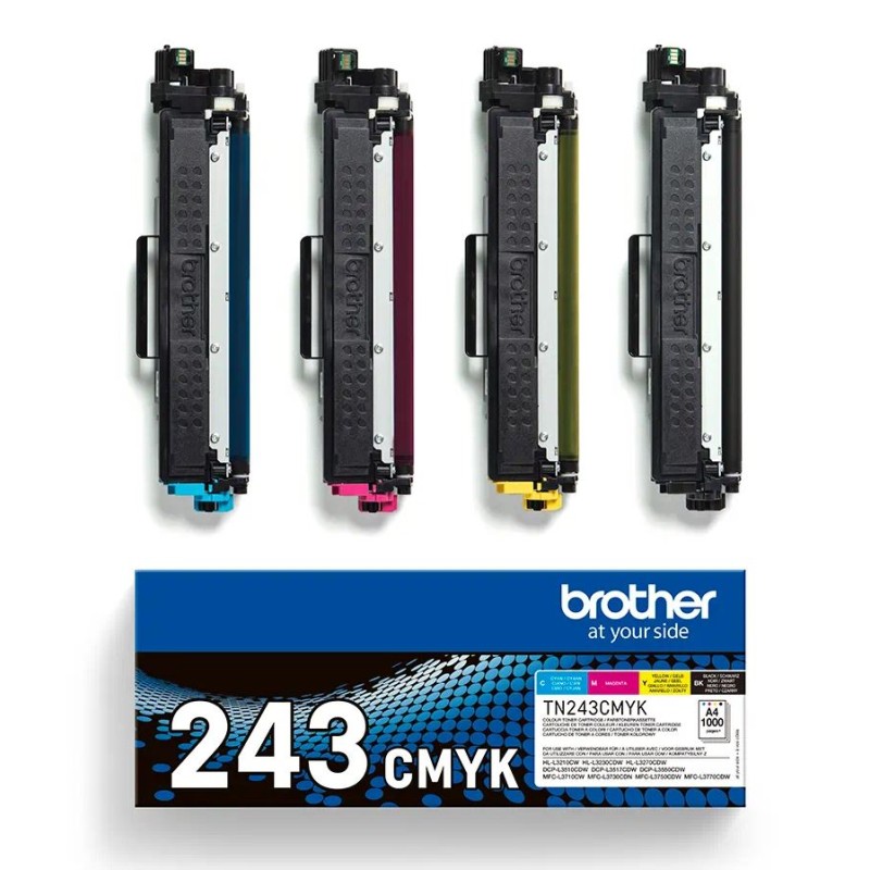 Combo-Pack Original Brother CMYK, TN243CMYK, pentru HL-L3210|L3270|DCP-L3510|L3550|MFC-L3730|L3770, 1K, (timbru verde 1.2 lei) , 